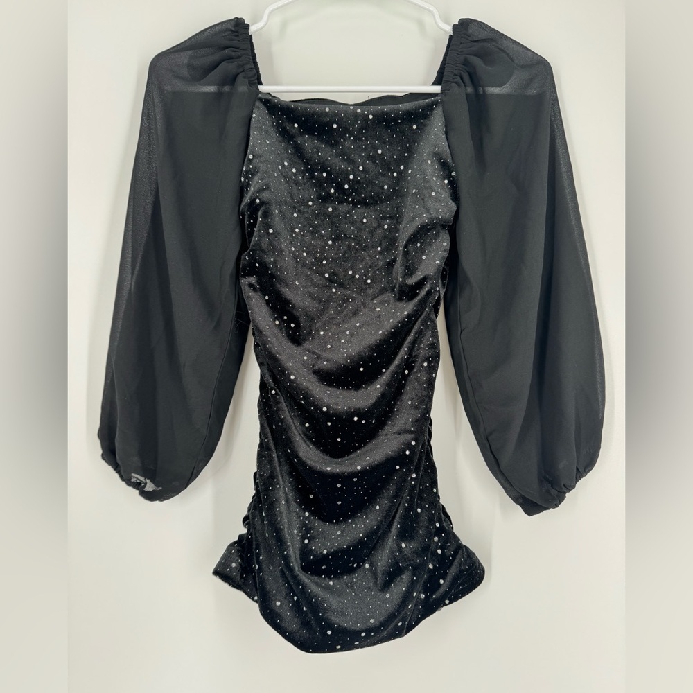 Black Top with Sheer Sleeves. Great with Leggings Girls Size Small
